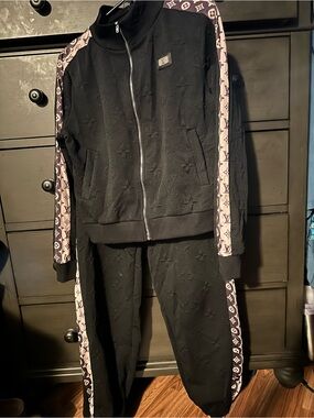Black Monogram Track Jacket & Pants with Logo Tape
